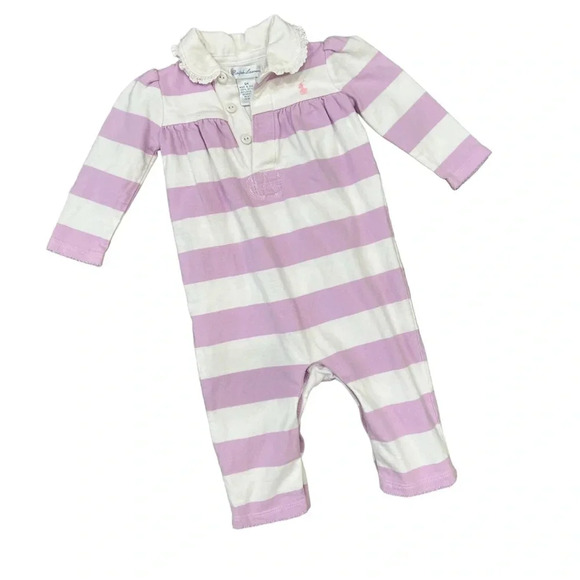 Ralph Lauren Purple Striped Onesie - Picture 1 of 4